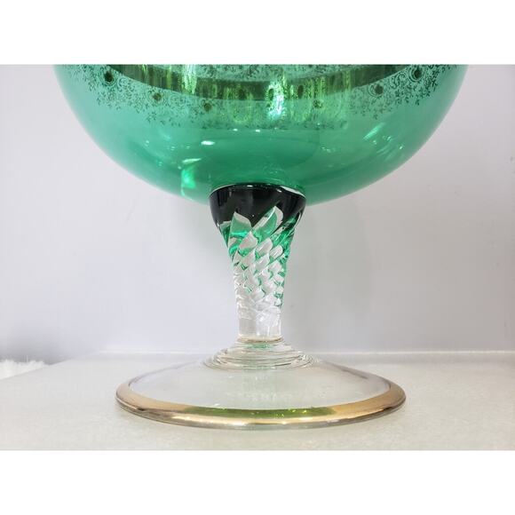 LARGE Vintage Jeweled Empoli Brandy Snifter Vase Gold Green Gilded Bohemian‎ - Picture 7 of 8